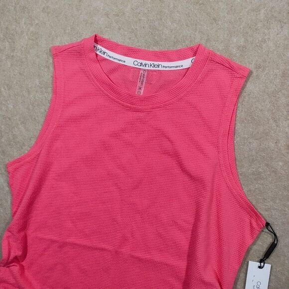 Calvin Klein Performance Sleeveless Crew Neck Side Tie Ruched Tank Top -I - Picture 3 of 9